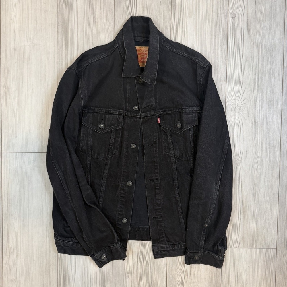 Levi's Men's Denim Jacket Trucker Relaxed Fit Black Jean Jacket Size XL